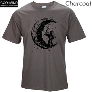 100% cotton digging the moon print casual mens o-neck t shirts fashion men's tops men T-shirt short sleeve men tshirt 2017