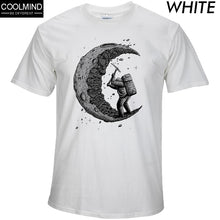 Load image into Gallery viewer, 100% cotton digging the moon print casual mens o-neck t shirts fashion men&#39;s tops men T-shirt short sleeve men tshirt 2017