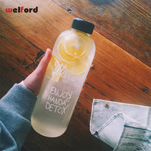 Load image into Gallery viewer, 1000ml Fashion Scented Large Water Bottle with Bag Water Bottle Capacity Portable BPA Free Fruit Lemon Juice Drinking Bottle