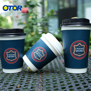 10PCS 8OZ/12OZ/16OZ Double Wall Hollow Paper Cup Anti Ironing Coffee Cup Takeout Drink Cup Cold Hot Coffee Office Paper Cup