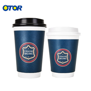 10PCS 8OZ/12OZ/16OZ Double Wall Hollow Paper Cup Anti Ironing Coffee Cup Takeout Drink Cup Cold Hot Coffee Office Paper Cup