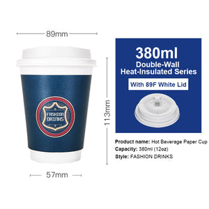 10PCS 8OZ/12OZ/16OZ Double Wall Hollow Paper Cup Anti Ironing Coffee Cup Takeout Drink Cup Cold Hot Coffee Office Paper Cup