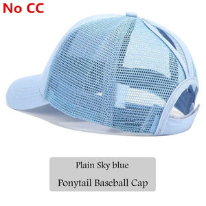 2018 CC Glitter Ponytail Baseball Cap Women Snapback Hat Summer Messy Bun Mesh Hats Casual Adjustable Sport Caps Drop Shipping