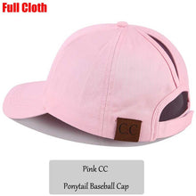 Load image into Gallery viewer, 2018 CC Glitter Ponytail Baseball Cap Women Snapback Hat Summer Messy Bun Mesh Hats Casual Adjustable Sport Caps Drop Shipping