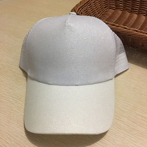 2018 CC Glitter Ponytail Baseball Cap Women Snapback Hat Summer Messy Bun Mesh Hats Casual Adjustable Sport Caps Drop Shipping