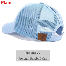 Load image into Gallery viewer, 2018 CC Glitter Ponytail Baseball Cap Women Snapback Hat Summer Messy Bun Mesh Hats Casual Adjustable Sport Caps Drop Shipping