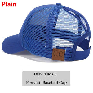 2018 CC Glitter Ponytail Baseball Cap Women Snapback Hat Summer Messy Bun Mesh Hats Casual Adjustable Sport Caps Drop Shipping