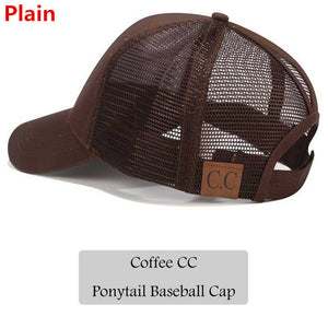 2018 CC Glitter Ponytail Baseball Cap Women Snapback Hat Summer Messy Bun Mesh Hats Casual Adjustable Sport Caps Drop Shipping