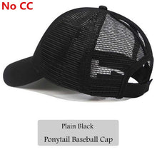 Load image into Gallery viewer, 2018 CC Glitter Ponytail Baseball Cap Women Snapback Hat Summer Messy Bun Mesh Hats Casual Adjustable Sport Caps Drop Shipping