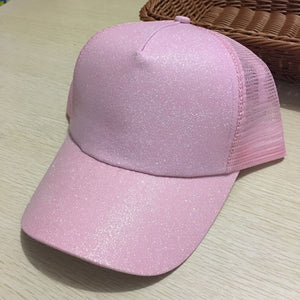 2018 CC Glitter Ponytail Baseball Cap Women Snapback Hat Summer Messy Bun Mesh Hats Casual Adjustable Sport Caps Drop Shipping