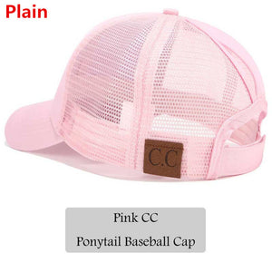 2018 CC Glitter Ponytail Baseball Cap Women Snapback Hat Summer Messy Bun Mesh Hats Casual Adjustable Sport Caps Drop Shipping