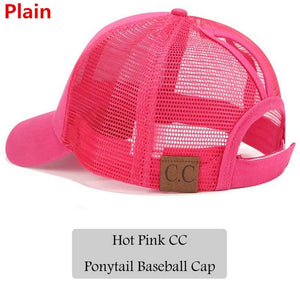 2018 CC Glitter Ponytail Baseball Cap Women Snapback Hat Summer Messy Bun Mesh Hats Casual Adjustable Sport Caps Drop Shipping