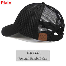 Load image into Gallery viewer, 2018 CC Glitter Ponytail Baseball Cap Women Snapback Hat Summer Messy Bun Mesh Hats Casual Adjustable Sport Caps Drop Shipping