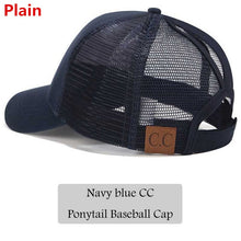 Load image into Gallery viewer, 2018 CC Glitter Ponytail Baseball Cap Women Snapback Hat Summer Messy Bun Mesh Hats Casual Adjustable Sport Caps Drop Shipping