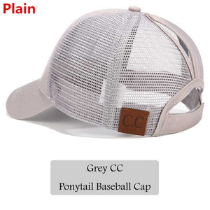 2018 CC Glitter Ponytail Baseball Cap Women Snapback Hat Summer Messy Bun Mesh Hats Casual Adjustable Sport Caps Drop Shipping