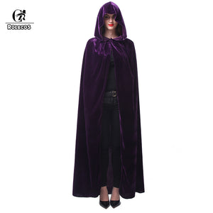 ROLECOS Halloween Cloak Costume Adult Witch Long Purple Green Red Black Hood and Capes Halloween Costumes for Women Men Cloak