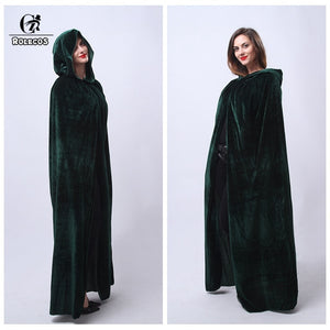 ROLECOS Halloween Cloak Costume Adult Witch Long Purple Green Red Black Hood and Capes Halloween Costumes for Women Men Cloak