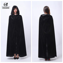 Load image into Gallery viewer, ROLECOS Halloween Cloak Costume Adult Witch Long Purple Green Red Black Hood and Capes Halloween Costumes for Women Men Cloak