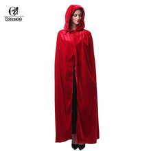 Load image into Gallery viewer, ROLECOS Halloween Cloak Costume Adult Witch Long Purple Green Red Black Hood and Capes Halloween Costumes for Women Men Cloak