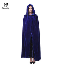 Load image into Gallery viewer, ROLECOS Halloween Cloak Costume Adult Witch Long Purple Green Red Black Hood and Capes Halloween Costumes for Women Men Cloak