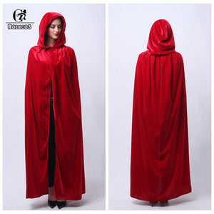 ROLECOS Halloween Cloak Costume Adult Witch Long Purple Green Red Black Hood and Capes Halloween Costumes for Women Men Cloak