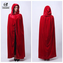 Load image into Gallery viewer, ROLECOS Halloween Cloak Costume Adult Witch Long Purple Green Red Black Hood and Capes Halloween Costumes for Women Men Cloak