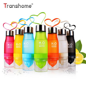 Transhome Creative Fruit Juice Infuser Water Bottle 650ml Plastic Portable Lemon Juice Bottle For Water Outdoor Shaker Sport