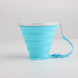 YIBO Food Grade Silicone Folding Cup with Dust-Proof Cover Lid 270ml Poratbale Cammping Travel Outdoor Water Drinking Cup